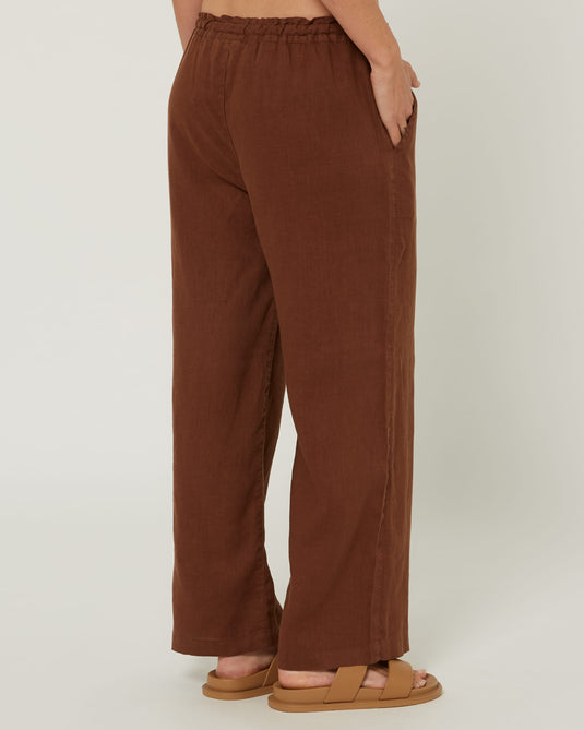 Pilbara Womens Evelyn Linen Pants - Cocoa Brown