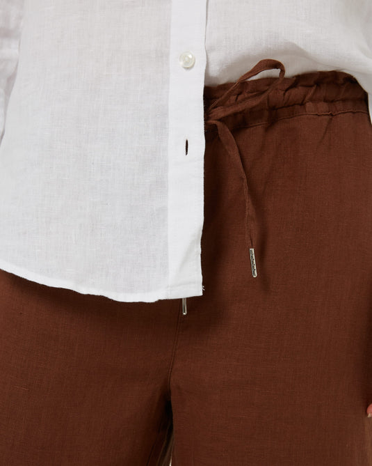 Pilbara Womens Evelyn Linen Pants - Cocoa Brown