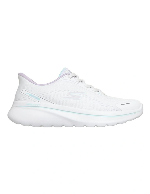 Load image into Gallery viewer, Skechers Womens Go Walk Arch Fit N-Joy Shoes - White/Lavender
