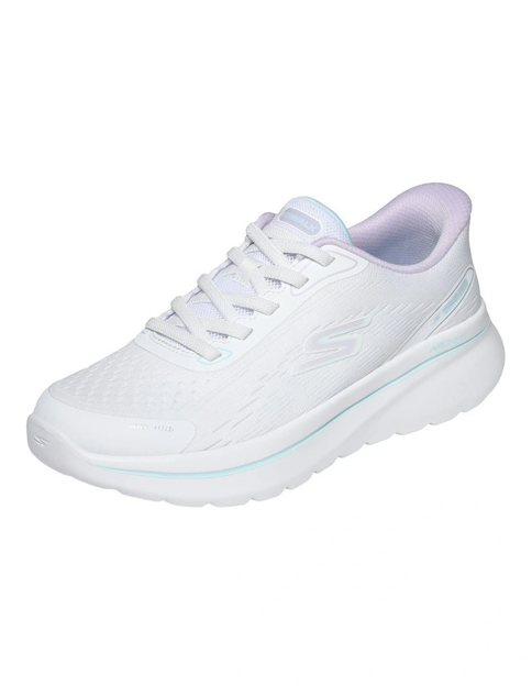 Skechers Womens Go Walk Arch Fit N-Joy Shoes - White/Lavender