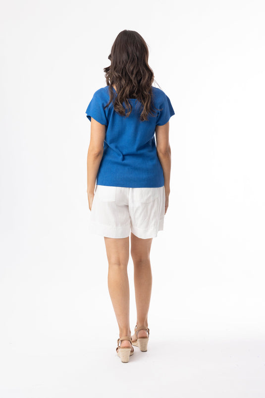 Orientique Womens Knit Essentials Top Squareneck - Blue