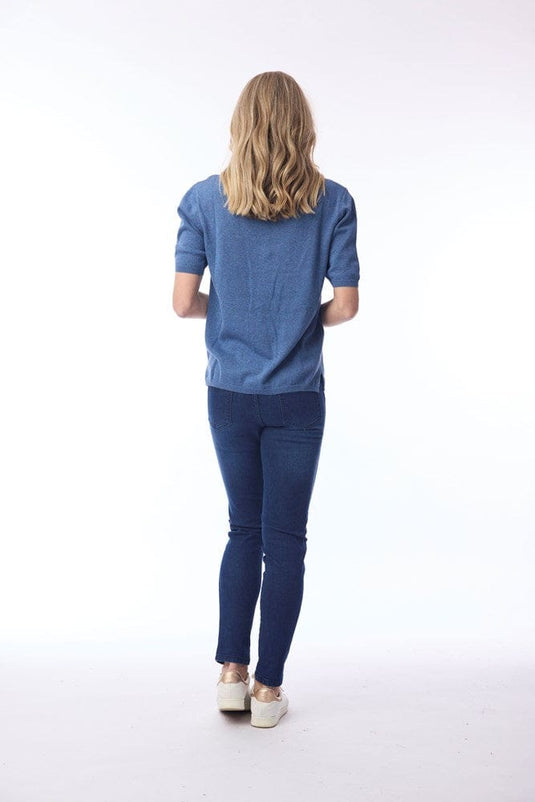 Orientique Womens Knit Tee - Denim Melange