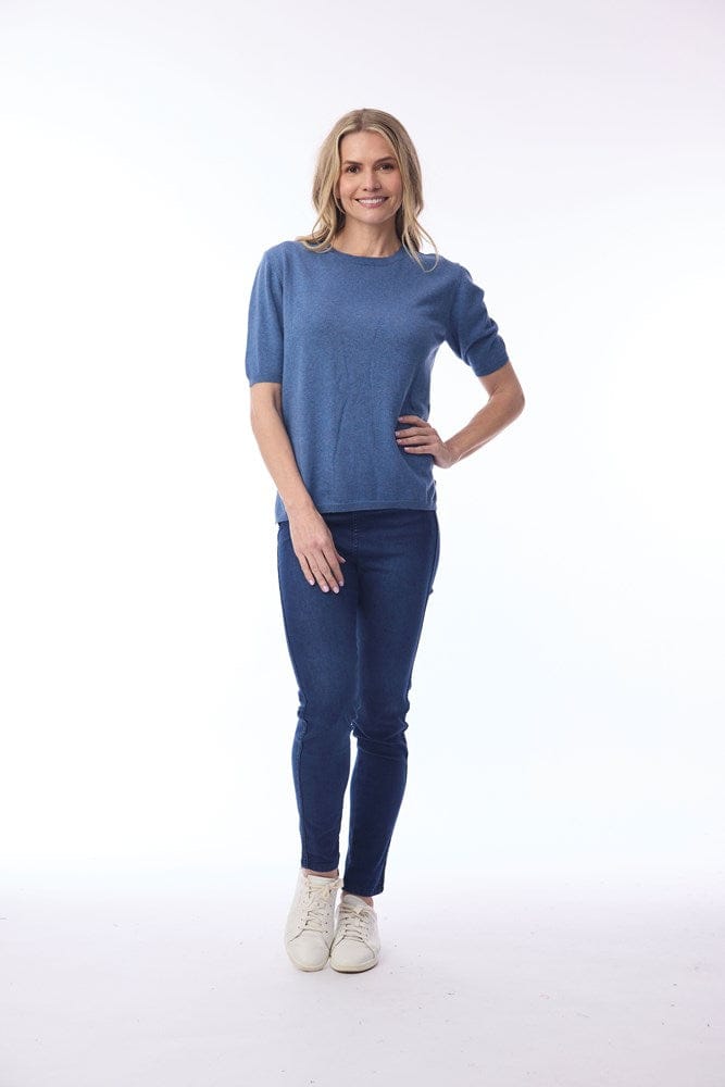 Load image into Gallery viewer, Orientique Womens Knit Tee - Denim Melange

