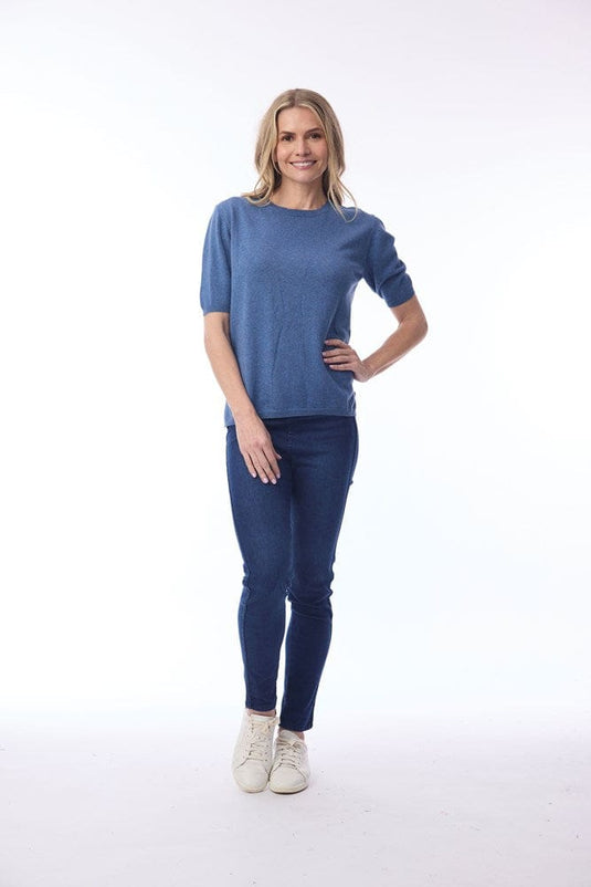Orientique Womens Knit Tee - Denim Melange