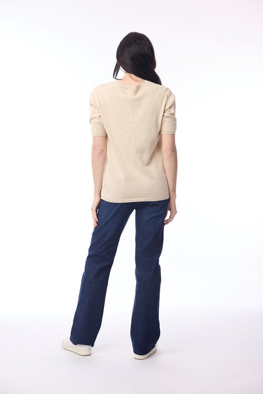 Orientique Womens Knit Tee - Natural Melange