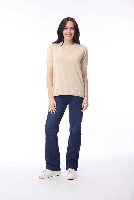 Orientique Womens Knit Tee - Natural Melange