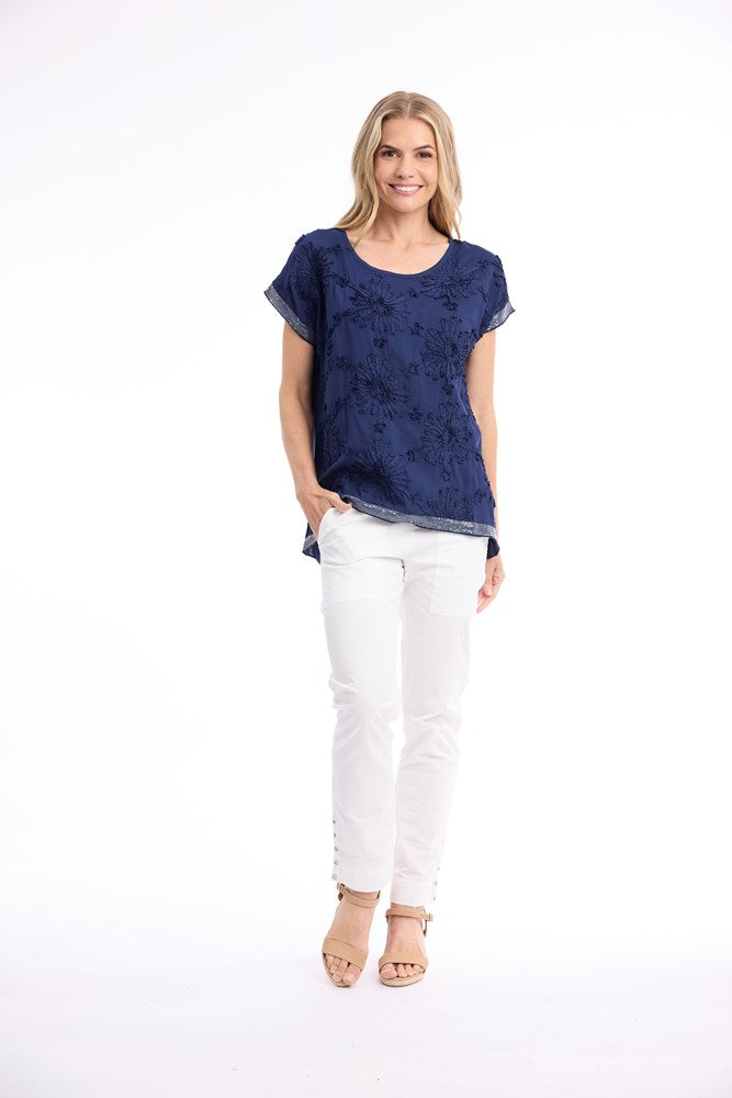 Load image into Gallery viewer, Orientique Womens Broderie Top Embellished
