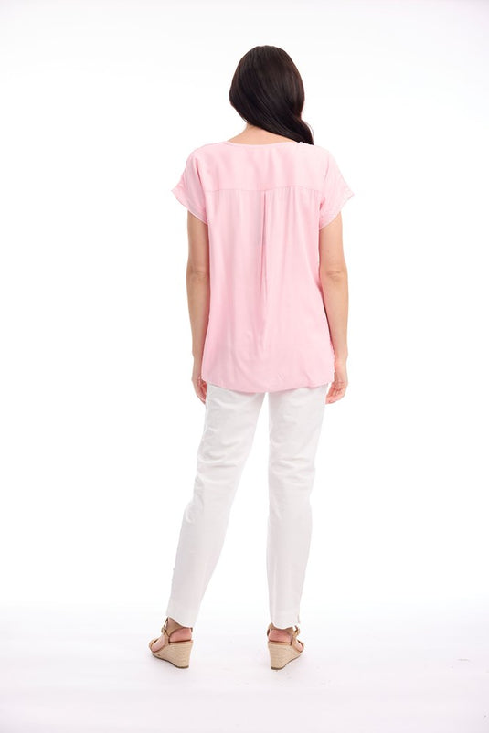 Orientique Womens Broderie Top Embellished