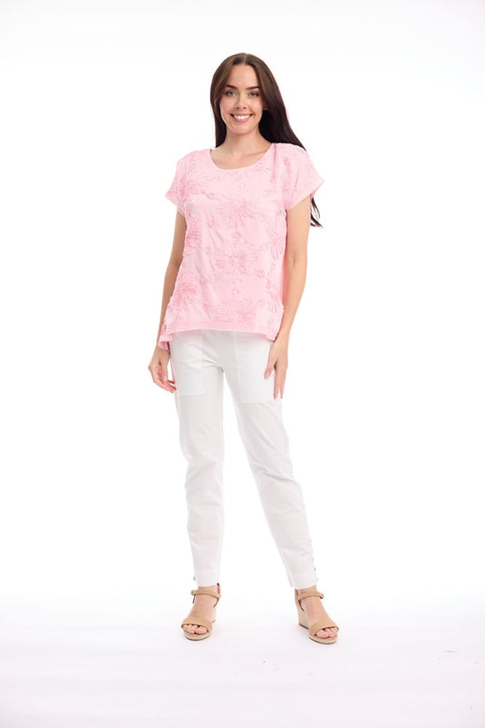 Orientique Womens Broderie Top Embellished