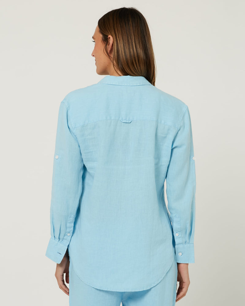 Load image into Gallery viewer, Pilbara Womens Florence Classic Linen Shirt - Airy Blue
