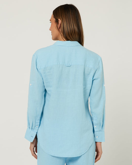 Pilbara Womens Florence Classic Linen Shirt - Airy Blue