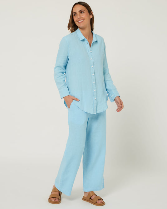 Pilbara Womens Florence Classic Linen Shirt - Airy Blue