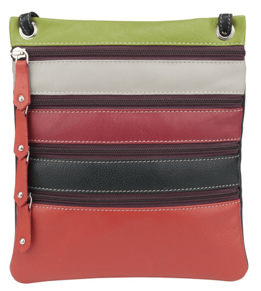 Franco Bonini Womens Multi Zip Sling Bag