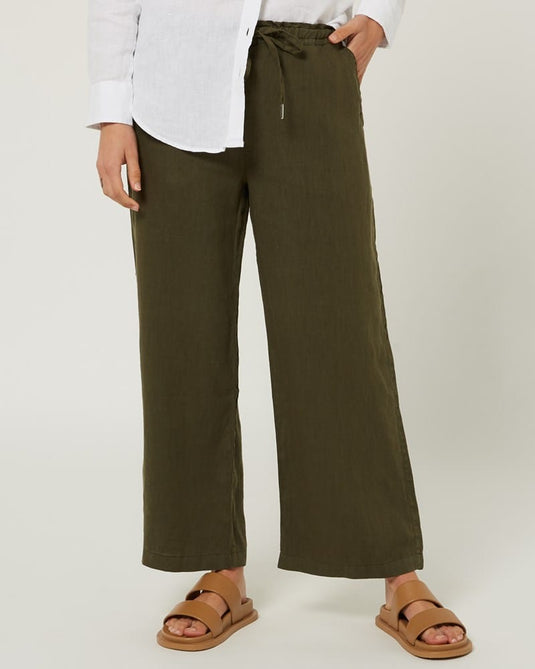 Pilbara Womens Evelyn Linen Pants - Olive