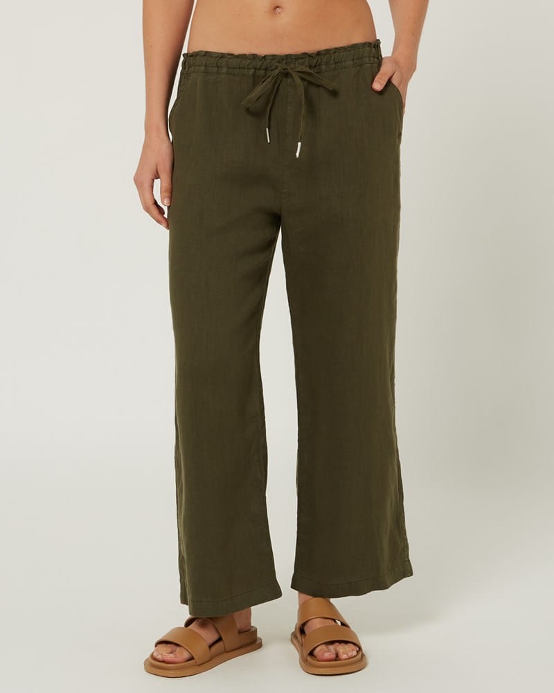 Load image into Gallery viewer, Pilbara Womens Evelyn Linen Pants - Olive
