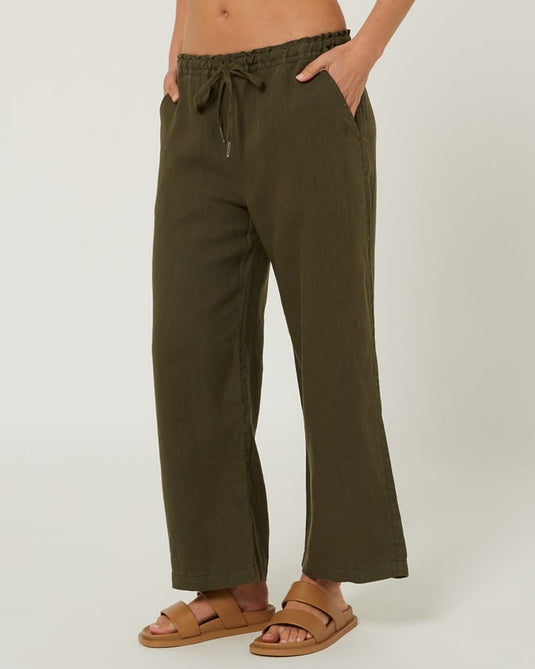 Pilbara Womens Evelyn Linen Pants - Olive