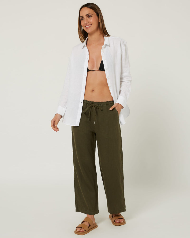 Load image into Gallery viewer, Pilbara Womens Evelyn Linen Pants - Olive
