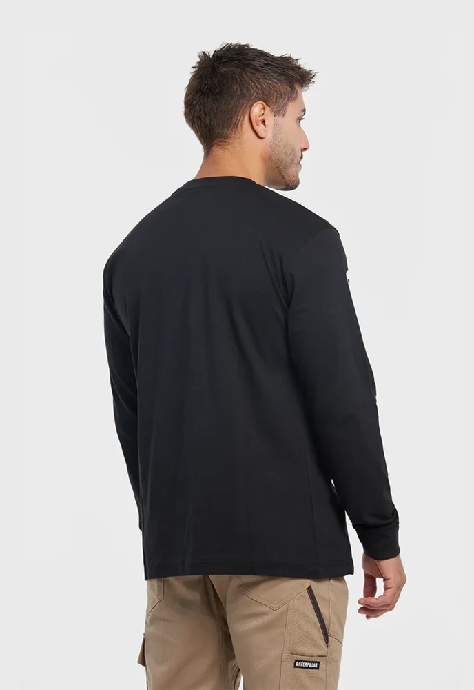 Load image into Gallery viewer, CAT Mens Trademark Banner Long Sleeve Tee - Black
