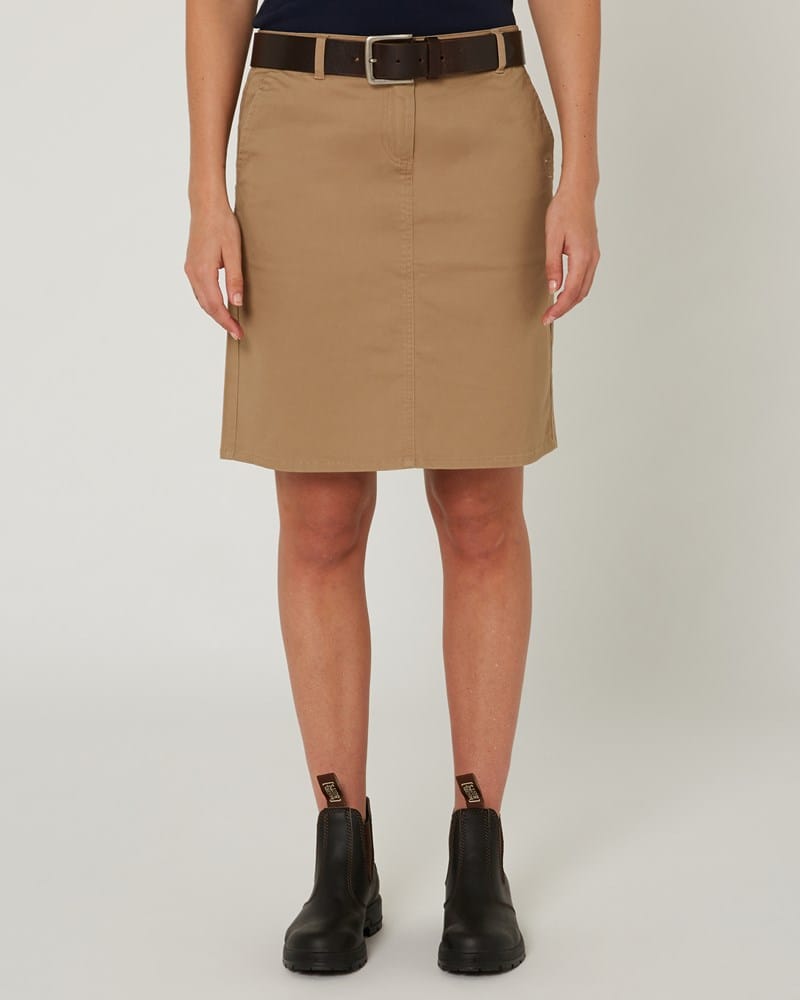 Load image into Gallery viewer, Pilbara Womens Daphne Chino A-Line Skirt - Caramel

