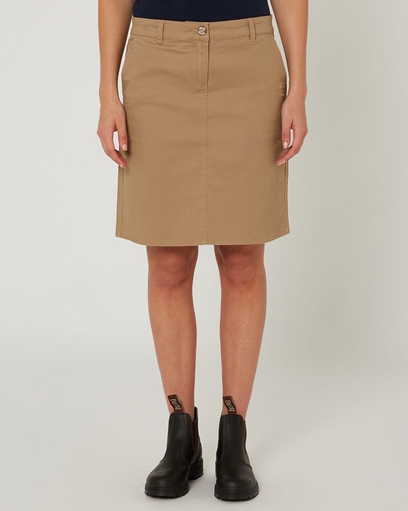 Load image into Gallery viewer, Pilbara Womens Daphne Chino A-Line Skirt - Caramel
