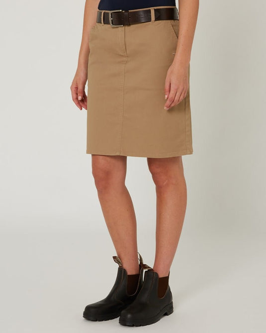 Pilbara Womens Daphne Chino A-Line Skirt - Caramel