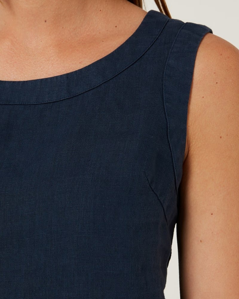 Load image into Gallery viewer, Pilbara Womens Gabriella Linen Top - Navy
