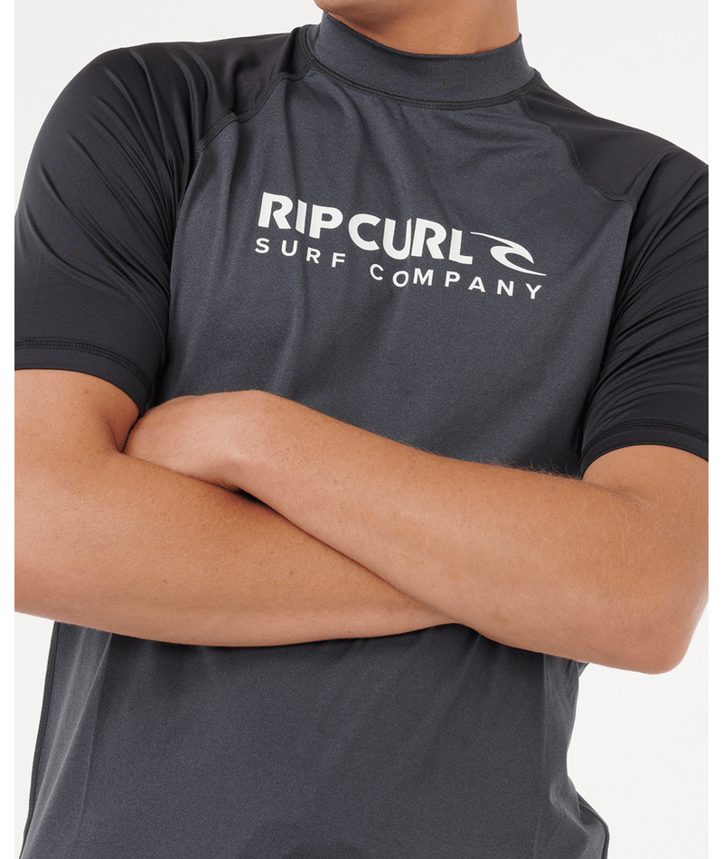 Load image into Gallery viewer, Rip Curl Mens Shock UPF50 Short Sleeve Rash Ves - Black Marle
