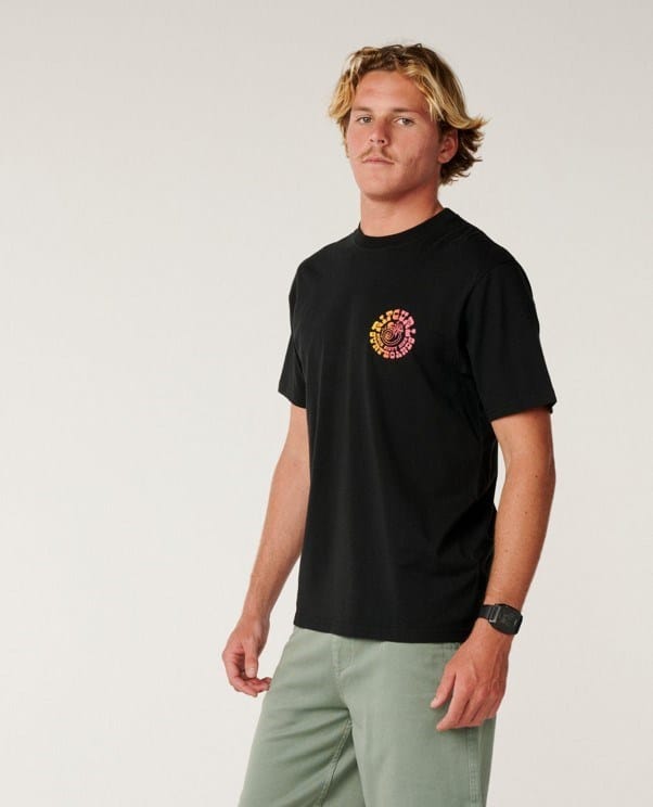 Load image into Gallery viewer, Rip Curl Mens Pacific Rinse Spiral Relaxed Tee - Black
