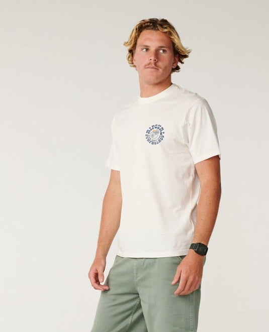 Rip Curl Mens Pacific Rinse Spiral Relaxed Tee - Bone