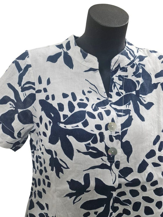 E.Talia Womens Pisa Print Outer Linen Inner Cotton Dress