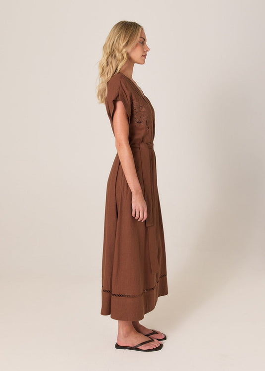 Fate & Becker Aven Embroidered Dress - Cinnamon