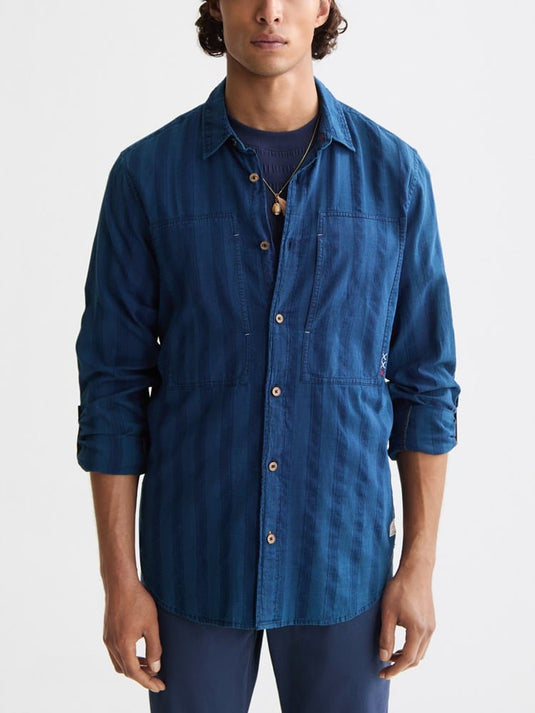 Scotch & Soda Mens Textured Indigo Shirt