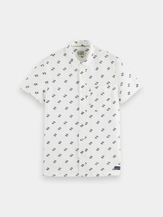 Scotch & Soda Mens Printed Linen Shirt