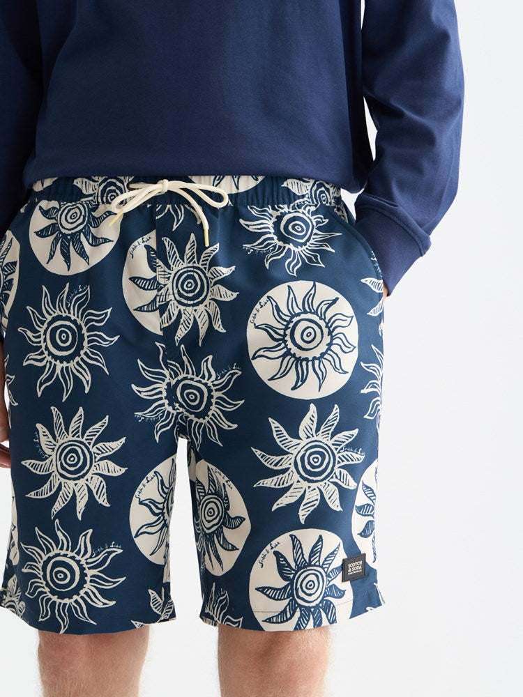 Load image into Gallery viewer, Scotch &amp; Soda Mens Suns Captains Printed Long Leg Swim Shorts
