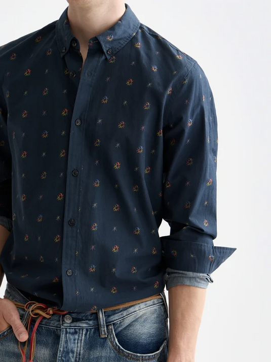 Scotch & Soda Mens Cosmic Sky Ditsy Carbon Shirt