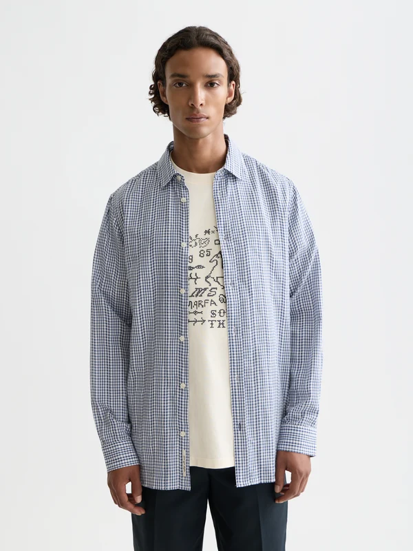 Load image into Gallery viewer, Scotch &amp; Soda Mens Oceana Micro Check Cotton Poplin Shirt
