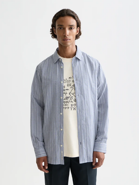 Scotch & Soda Mens Oceana Micro Check Cotton Poplin Shirt