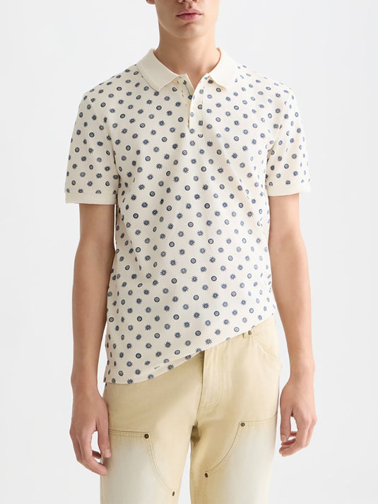 Scotch & Soda Mens Microprinted Regular Fit Polo