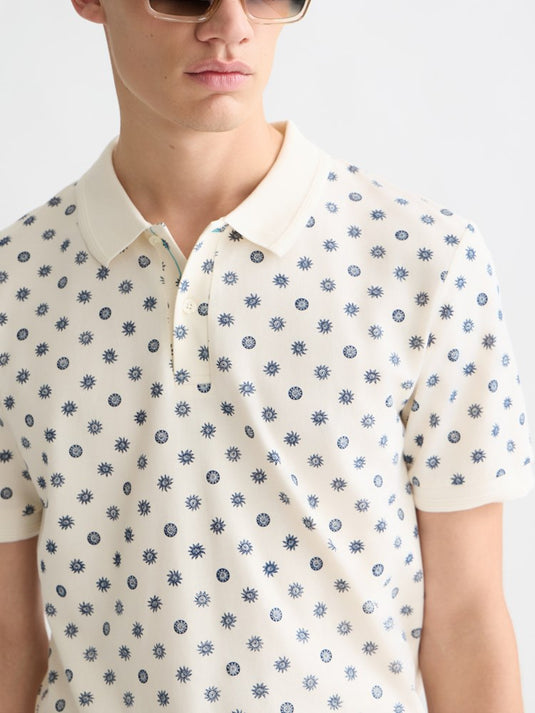 Scotch & Soda Mens Microprinted Regular Fit Polo