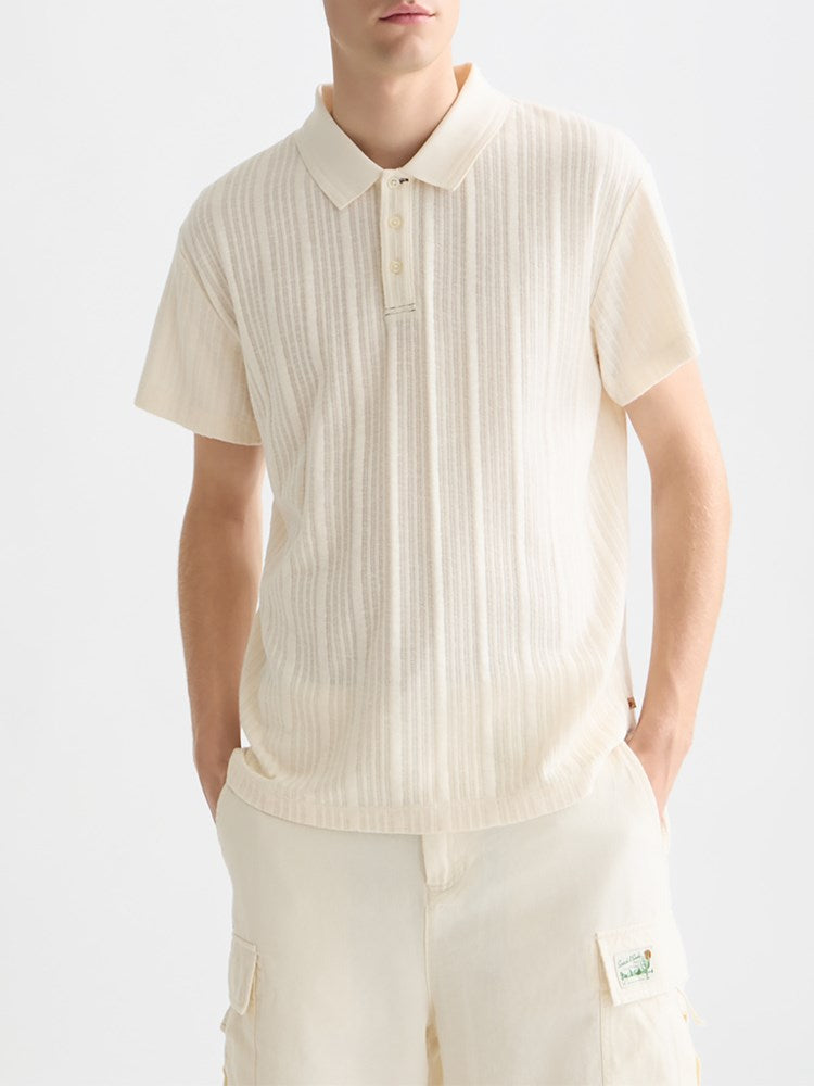 Load image into Gallery viewer, Scotch &amp; Soda Mens Structured Ribbed Polo - Eggnog
