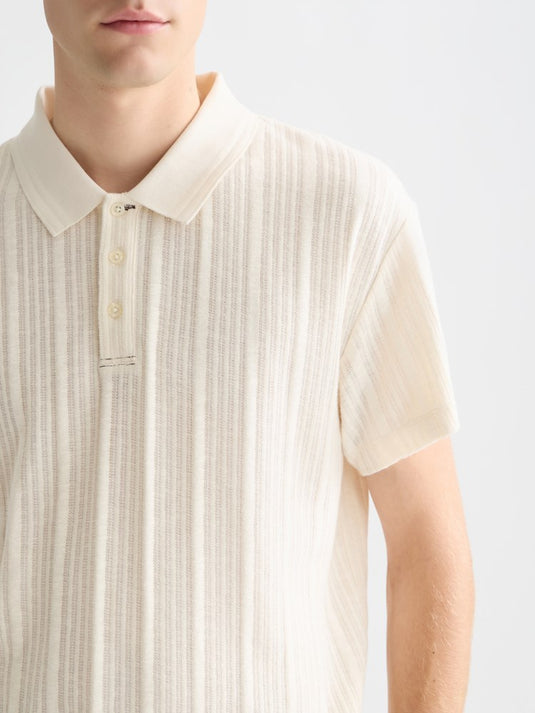 Scotch & Soda Mens Structured Ribbed Polo - Eggnog