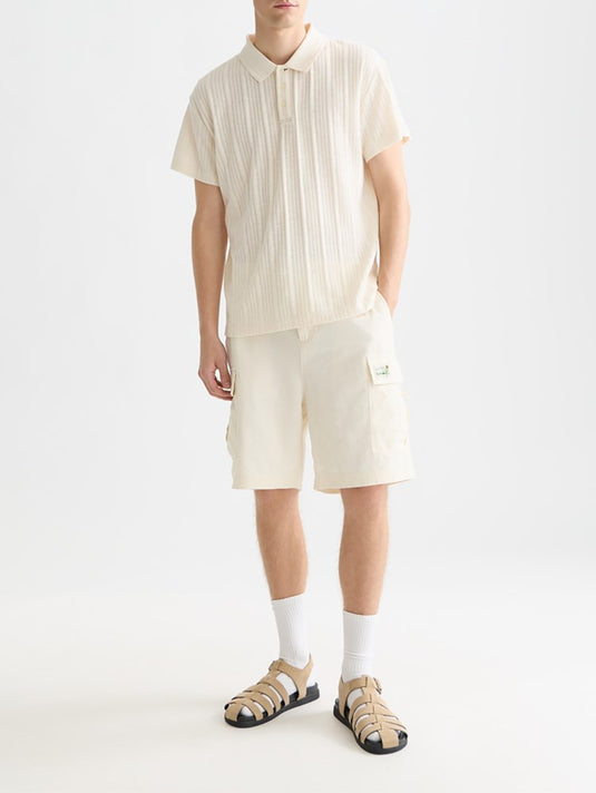 Scotch & Soda Mens Structured Ribbed Polo - Eggnog