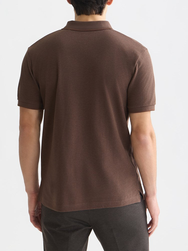 Load image into Gallery viewer, Scotch &amp; Soda Mens Melange Chest Logo Polo - Hot Fudge
