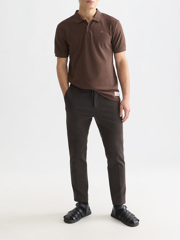 Load image into Gallery viewer, Scotch &amp; Soda Mens Melange Chest Logo Polo - Hot Fudge
