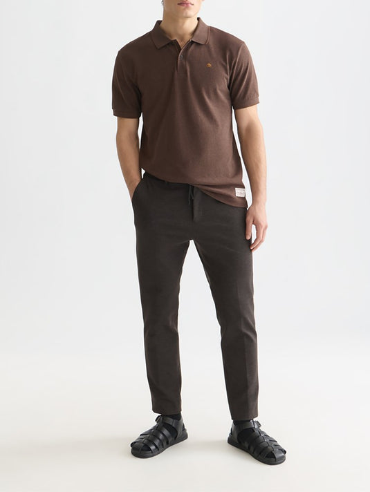 Scotch & Soda Mens Melange Chest Logo Polo - Hot Fudge