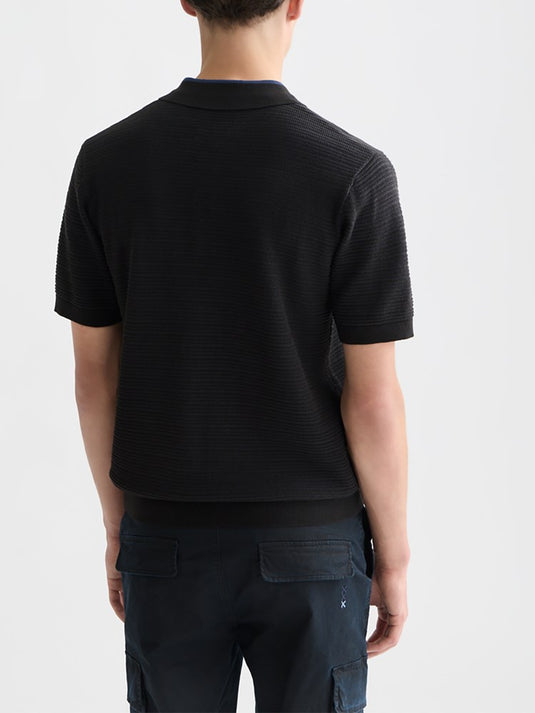 Scotch & Soda Mens Knitted Polo - Meteorite