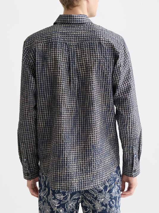 Scotch & Soda Mens Seersucker Micro-Check Shirt