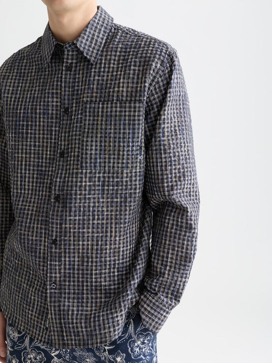 Scotch & Soda Mens Seersucker Micro-Check Shirt