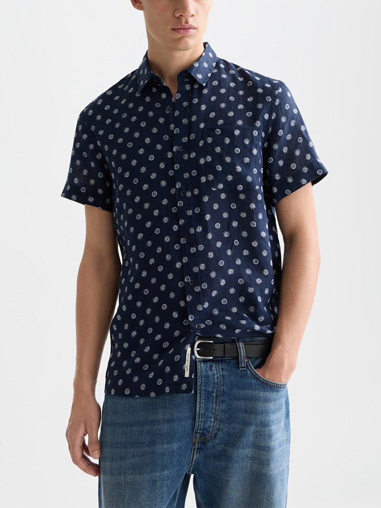 Load image into Gallery viewer, Scotch &amp; Soda Mens Printed Short Sleeve Linen Shirt
