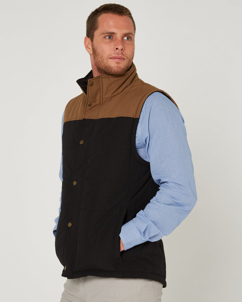 Load image into Gallery viewer, Pilbara Collection Mens Two-Tone Vest - Black/Whisky
